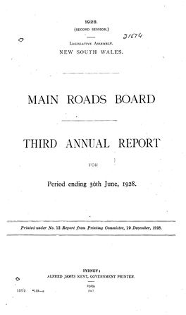 Main Roads Board of New South Wales, 1927-28