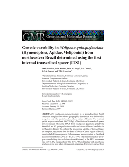 Genetic Variability in Melipona Quinquefasciata