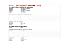 2020 Official Nominations