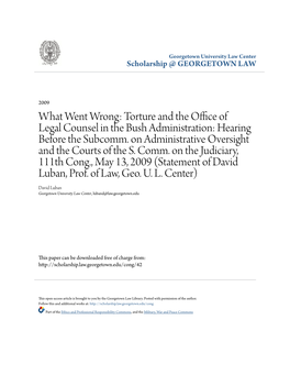 Torture and the Office of Legal Counsel in the Bush Administration: Hearing Before the Subcomm