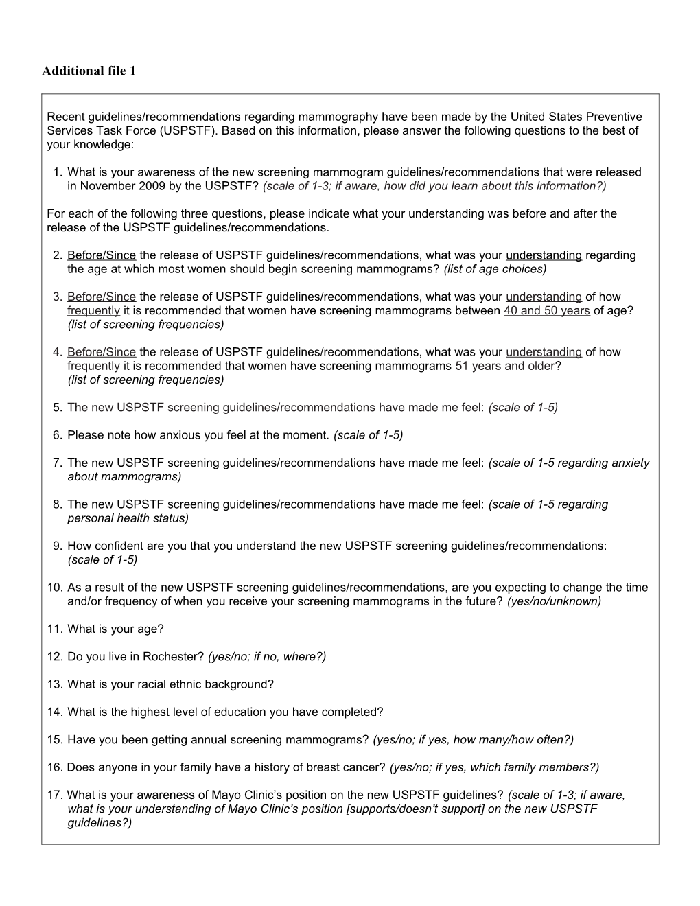 The Impact of the New USPSTF Screening Mammogram Guidelines Among Health Care Providers