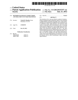 (12) Patent Application Publication (10) Pub. No.: US 2012/0157377 A1 Shantha (43) Pub