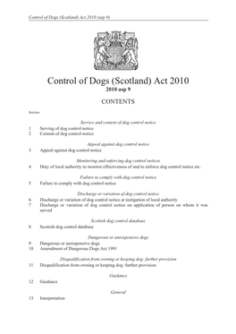Control of Dogs (Scotland) Act 2010 (Asp 9)