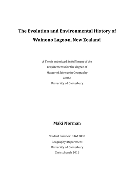 The Evolution and Environmental History of Wainono Lagoon, New Zealand