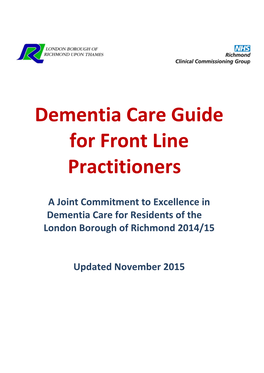 Dementia Care Guide for Front Line Practitioners