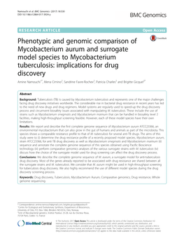 Phenotypic and Genomic Comparison of Mycobacterium Aurum And