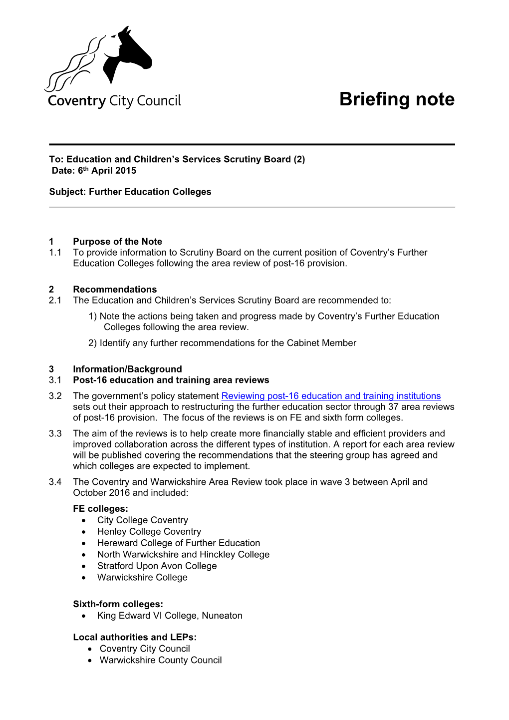 Further Education Colleges PDF 82 KB