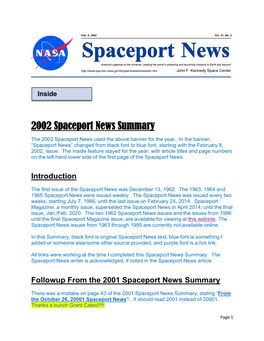 2002 Spaceport News Summary