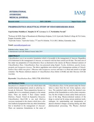 Pharmaceutico Analytical Study of Udayabhaskara Rasa