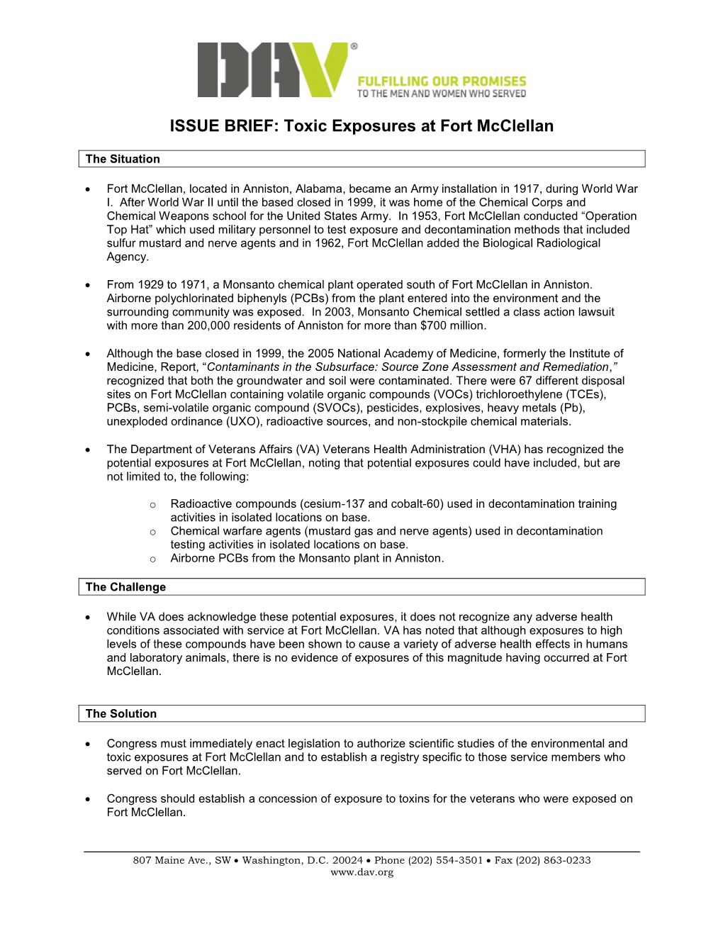 Toxic Exposures at Fort Mcclellan