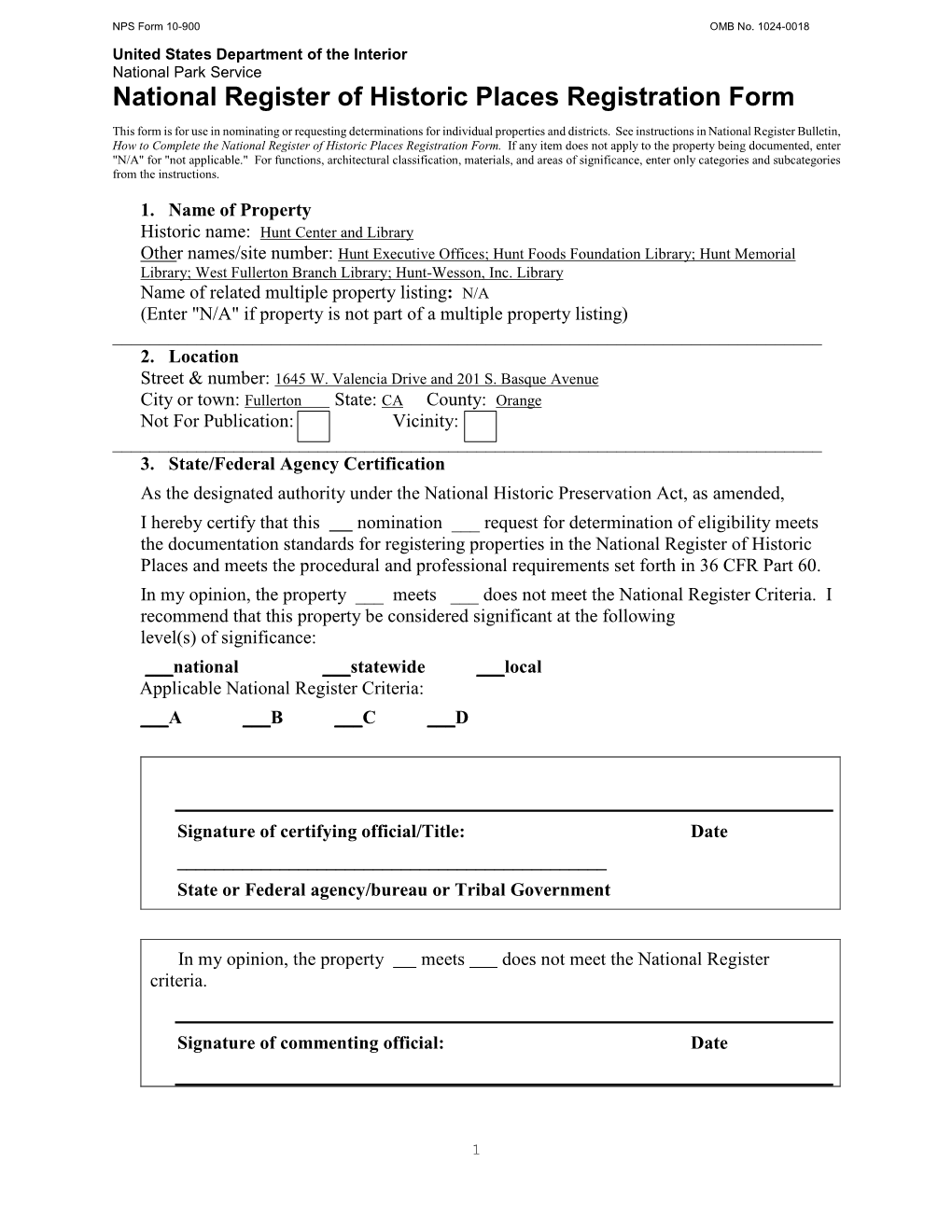 National Register of Historic Places Registration Form