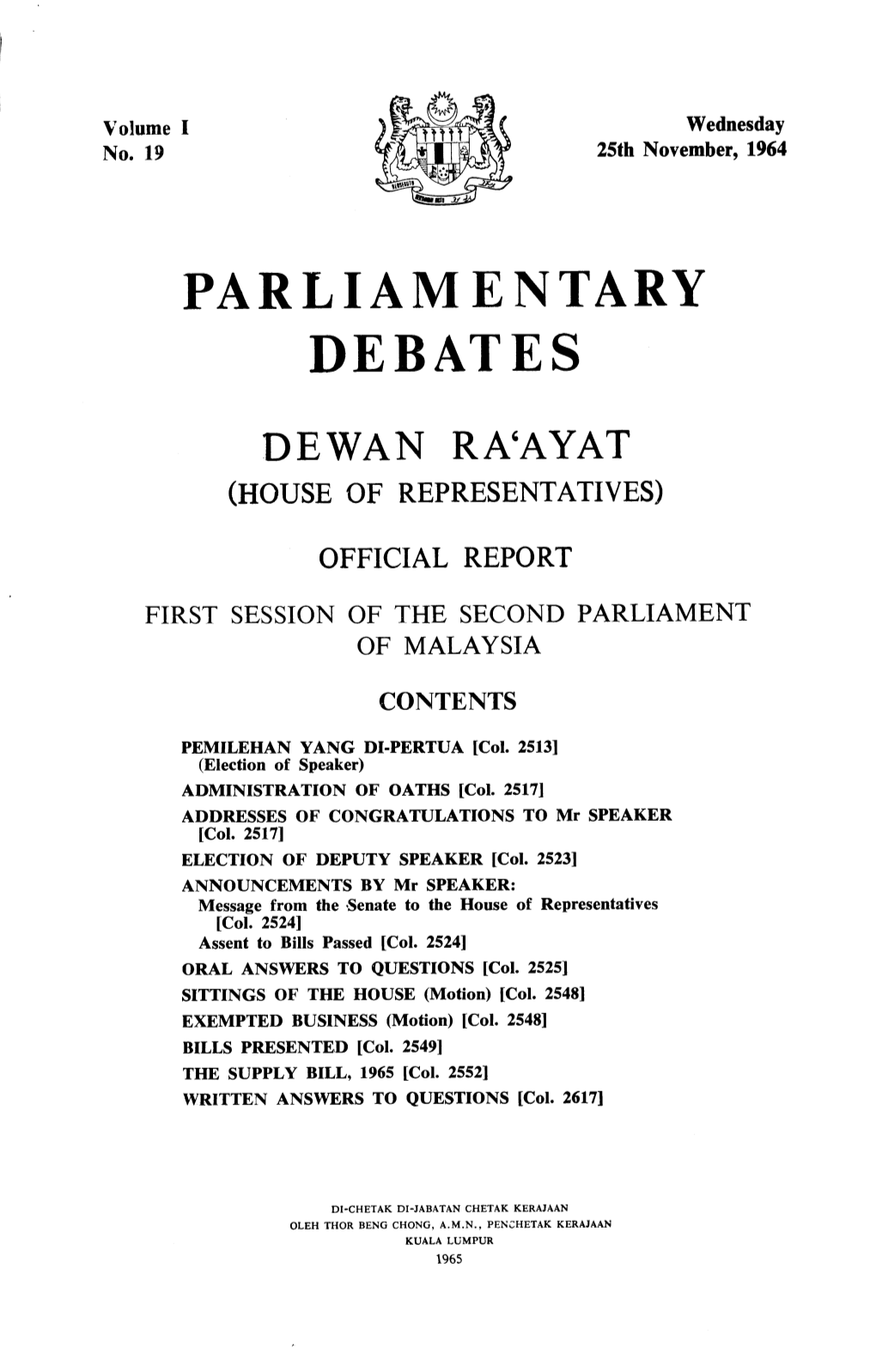 Parliamentary Debates