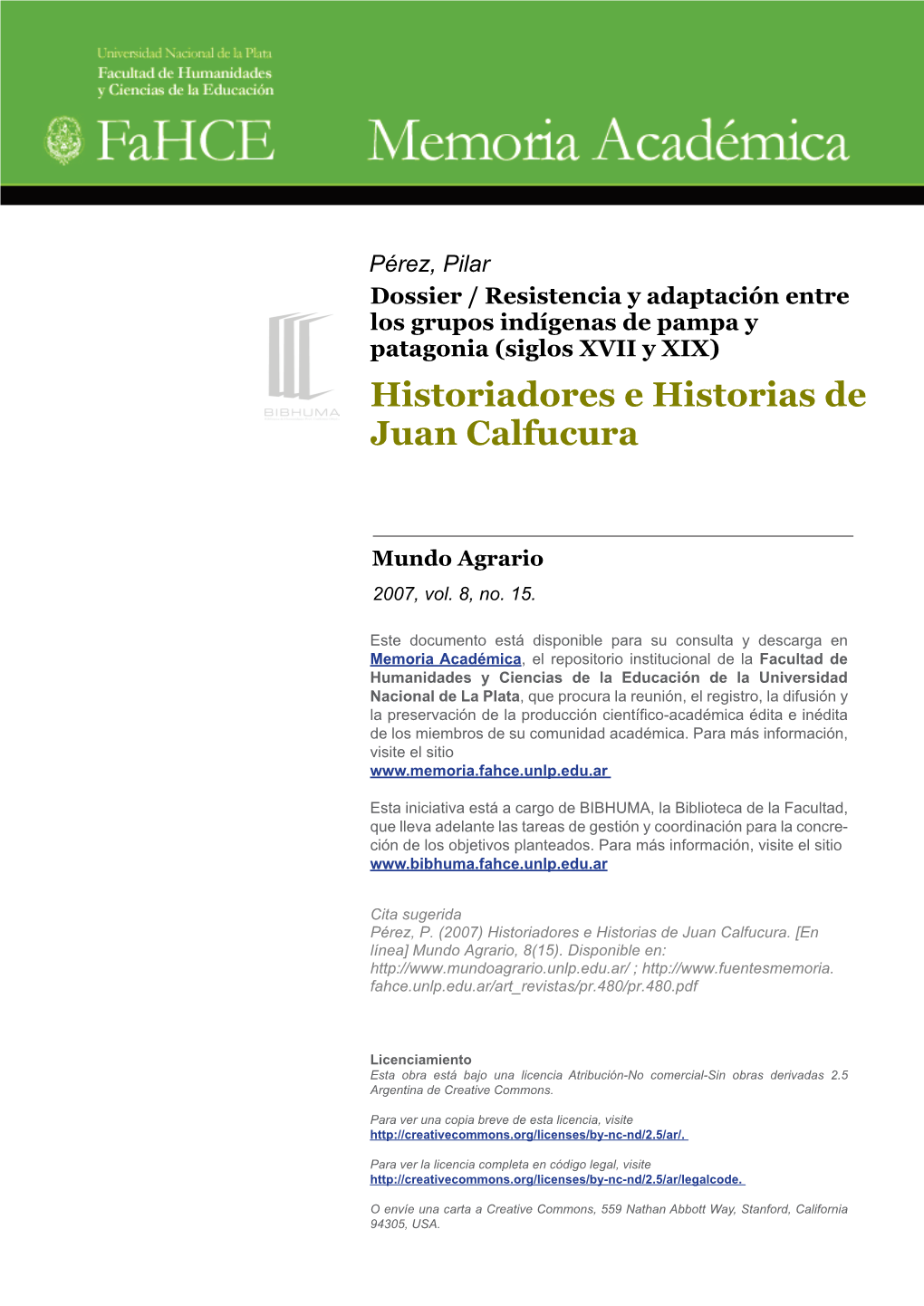 Historiadores E Historias De Juan Calfucura
