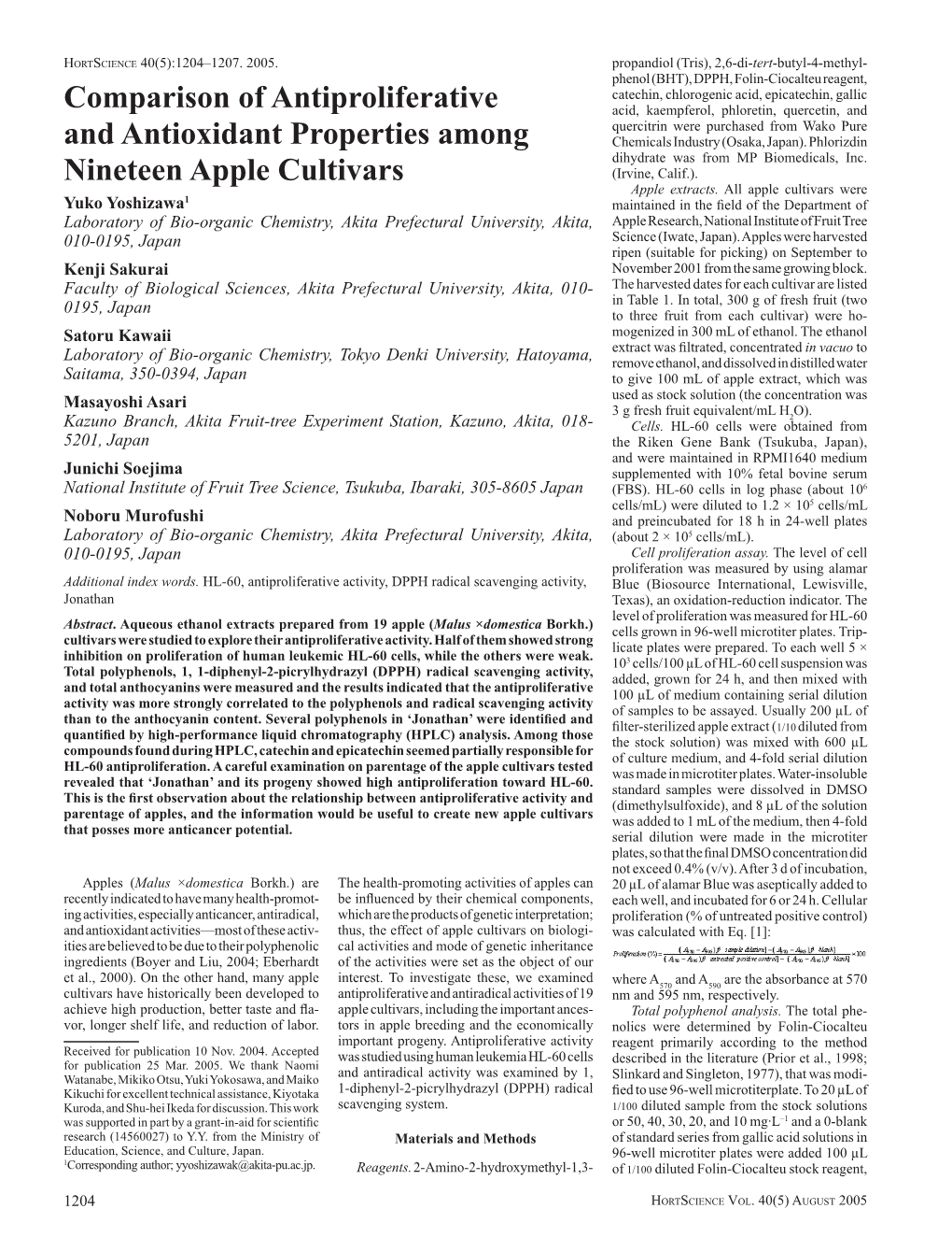 Comparison of Antiproliferative and Antioxidant Properties Among