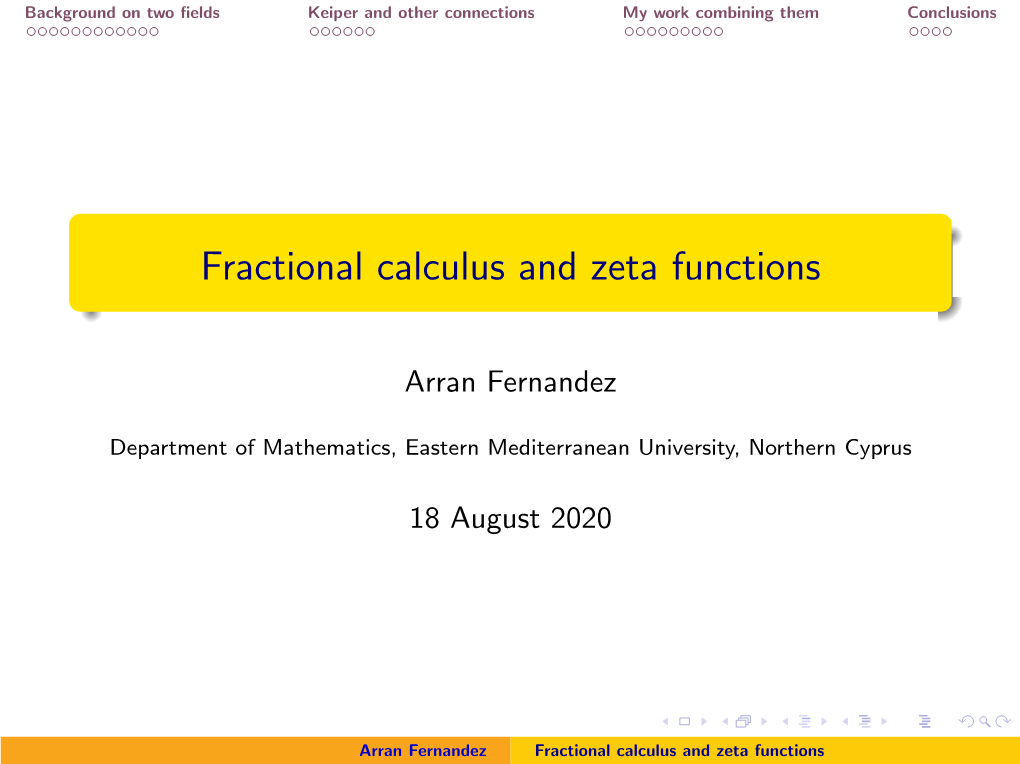 Fractional Calculus and Zeta Functions