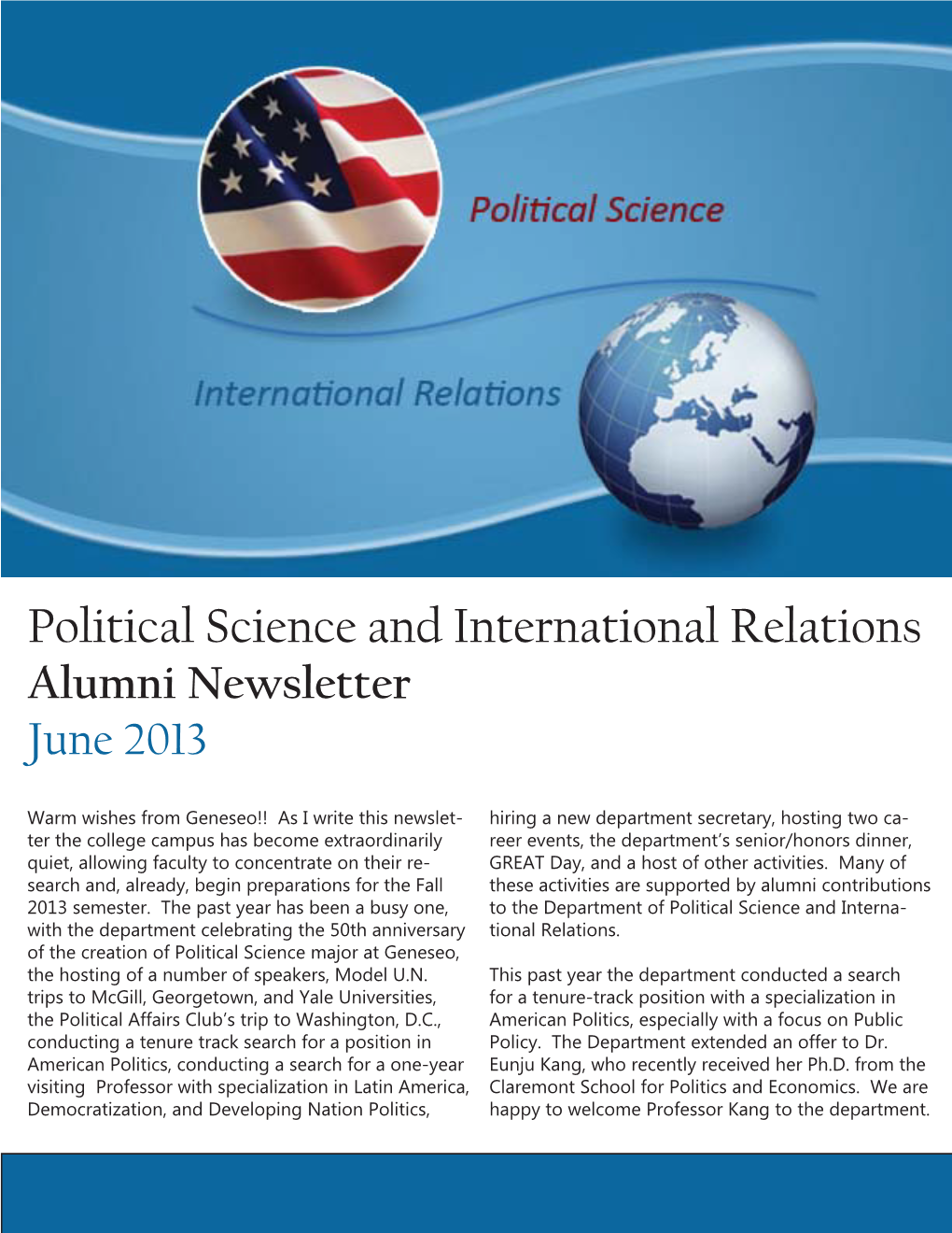 Political Science and International Relations Alumni Newsletter June 2013