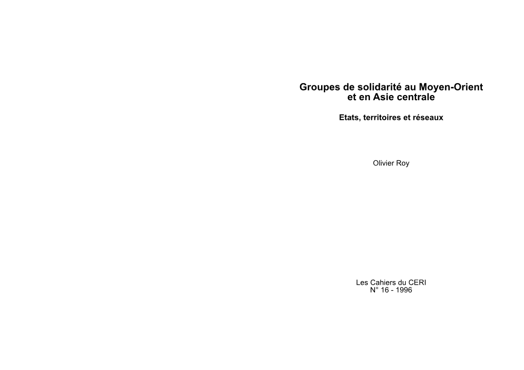 Groupes De Solidarité Au Moyen-Orient Et En Asie Centrale