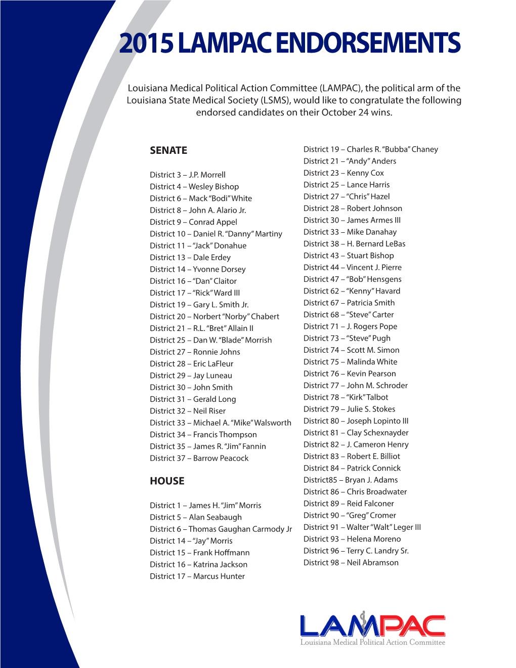 2015 Lampac Endorsements