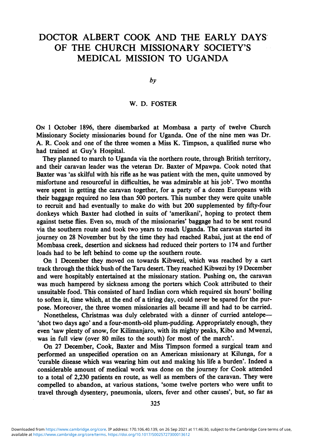 Doctor Albert Cook and the Early Days- of the Church Missionary Society's Medical Mission to Uganda