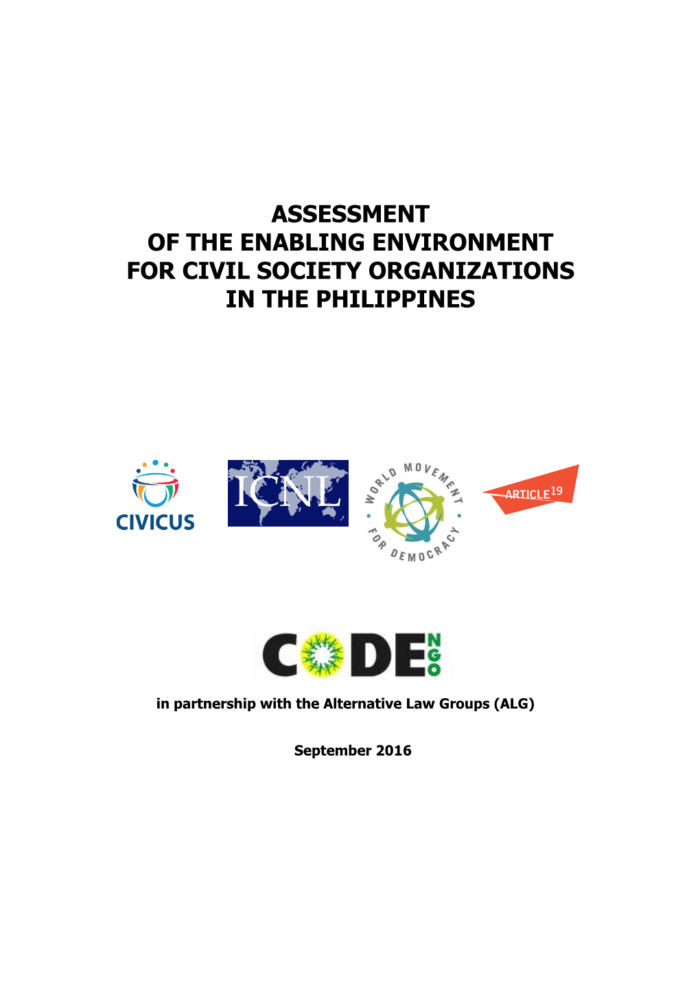 Assessment of the Enabling Environment for Civil Society Organizations in the Philippines