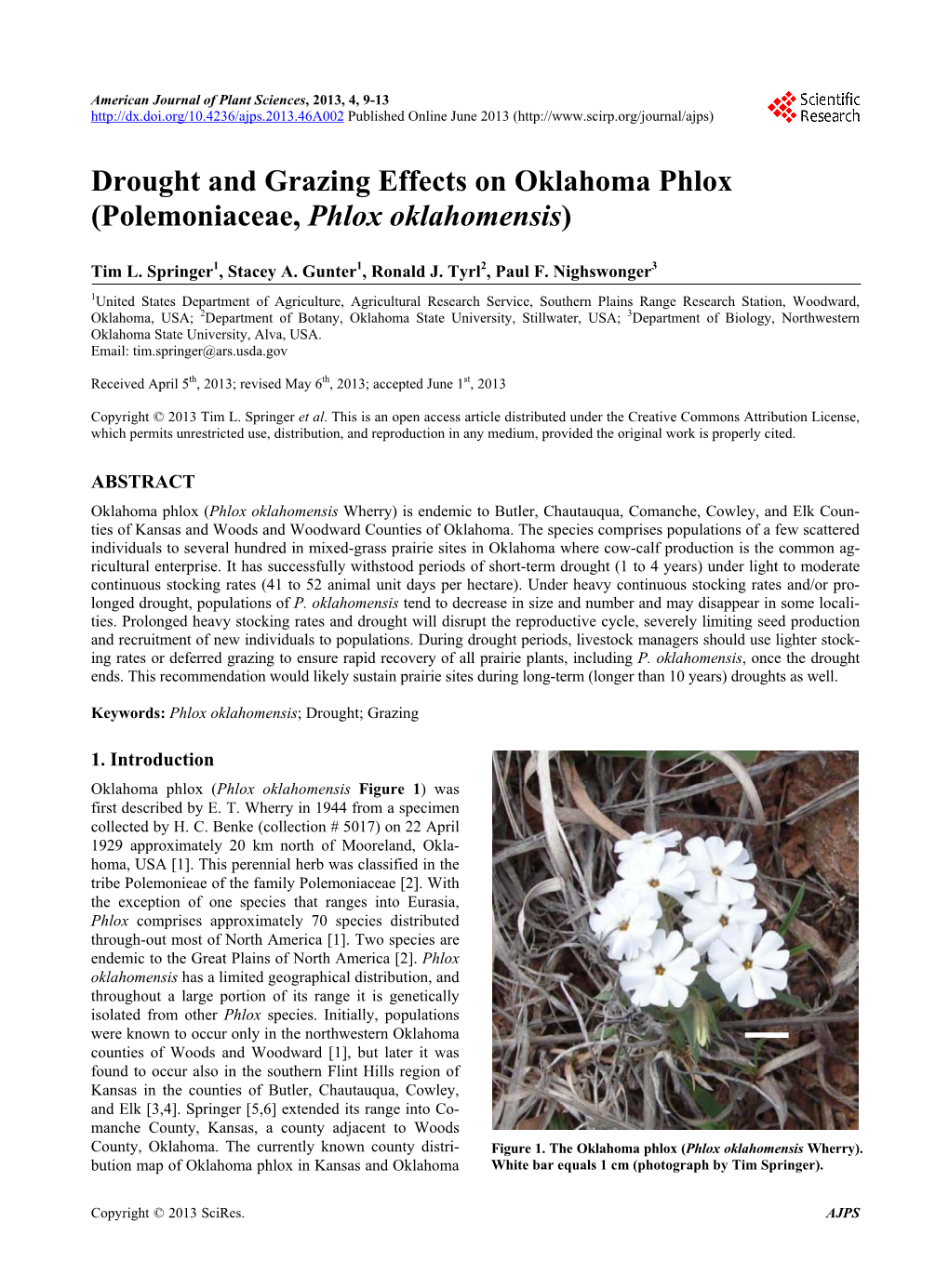 Drought and Grazing Effects on Oklahoma Phlox (Polemoniaceae, Phlox Oklahomensis)