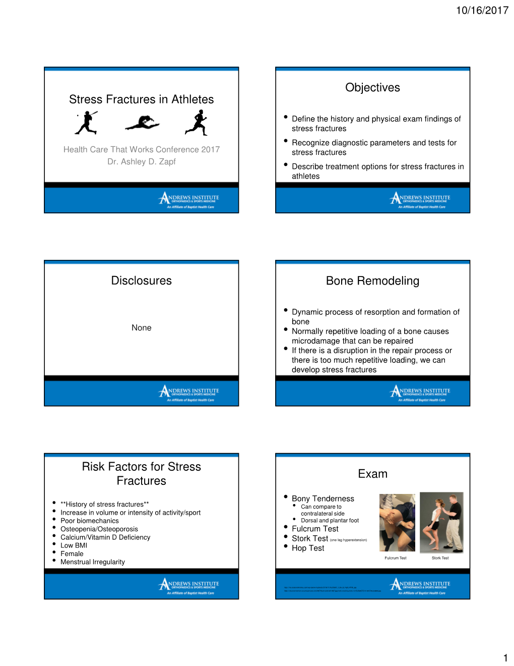 Stress Fractures in Athletes Objectives Disclosures Bone Remodeling