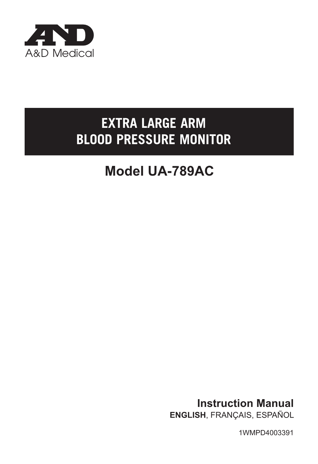 EXTRA LARGE ARM BLOOD PRESSURE MONITOR Model UA