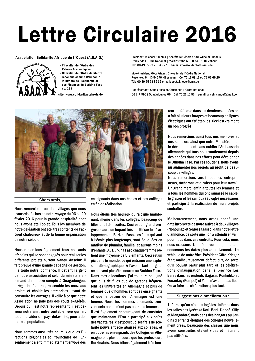 Lettre Circulaire 2016