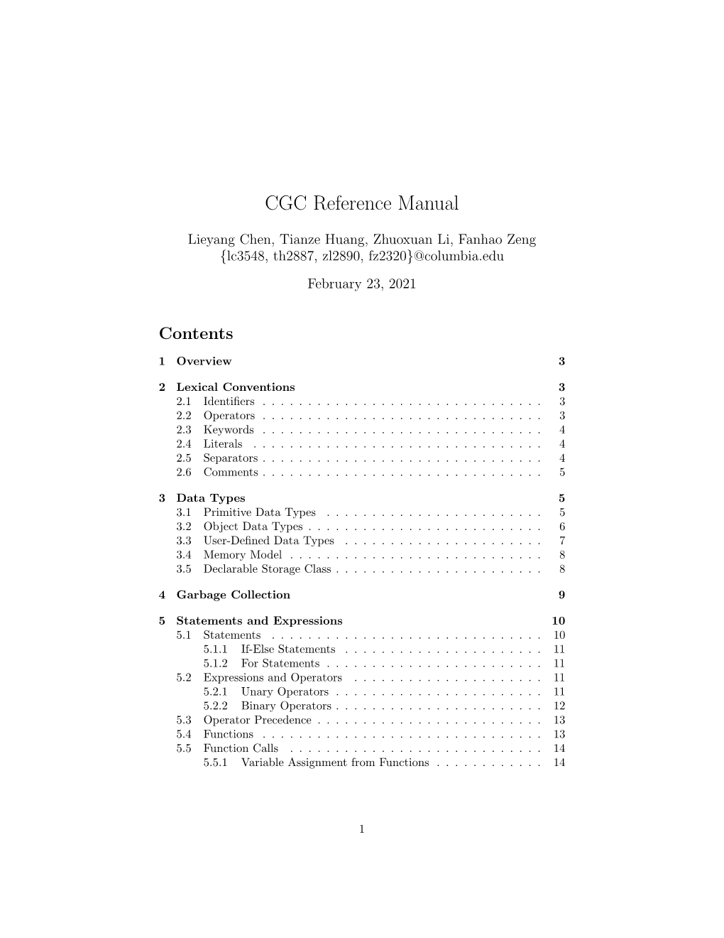 CGC Reference Manual