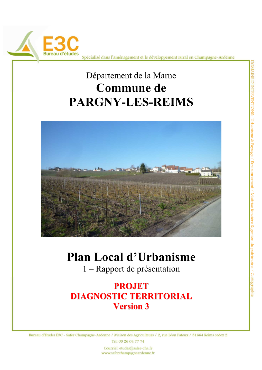 Commune De PARGNY-LES-REIMS Plan Local D'urbanisme
