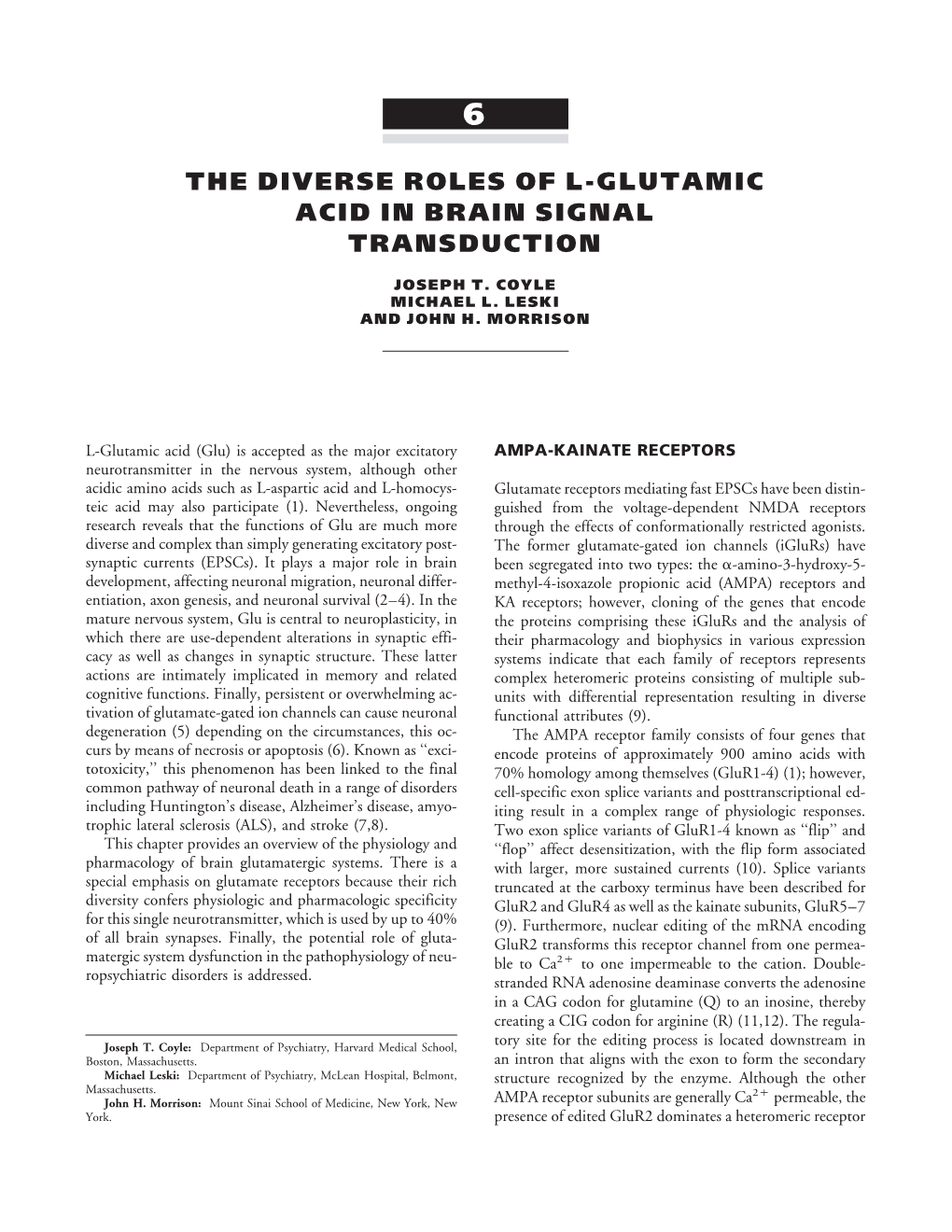 Chapter 6: the Diverse Roles of L-Glutamic Acid in Brain