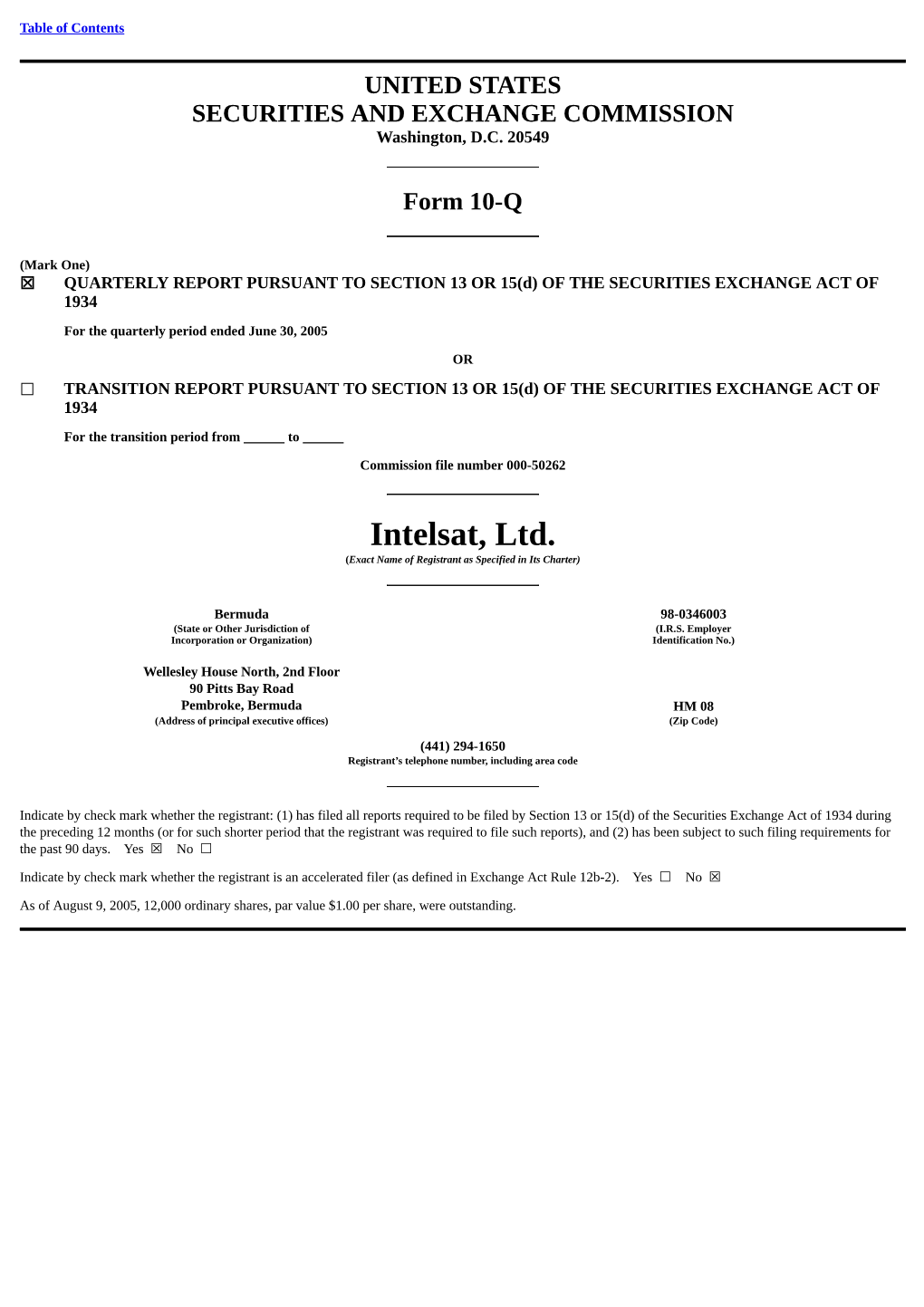 Intelsat, Ltd. (Exact Name of Registrant As Specified in Its Charter)