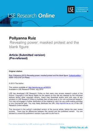 Pollyanna Ruiz Revealing Power; Masked Protest and the Blank Figure