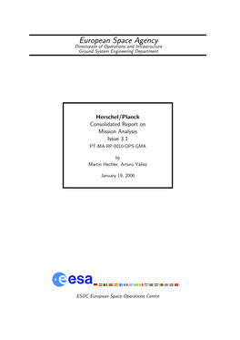 Herschel/Planck Consolidated Report on Mission Analysis Issue 3.1 PT-MA-RP-0010-OPS-GMA