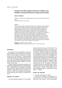 Chemical and Mineralogical Properties of Tephras and Mobility of Chemical Elements in Tephra-Derived Soils