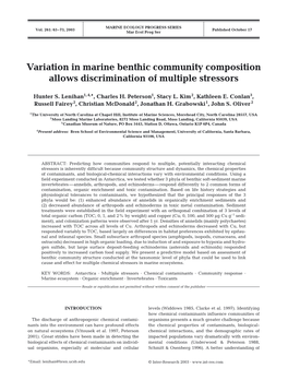 Variation in Marine Benthic Community Composition Allows Discrimination of Multiple Stressors