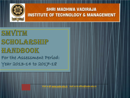 SMVITM Scholarship Handbook for the Assessment Period: Year 2013