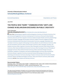 Communication,” Unity, and Change in Belarusian Discourse on Public Creativity