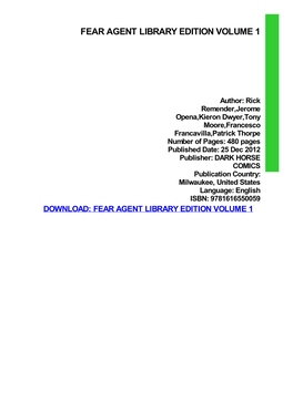 Ebook Download Fear Agent Library Edition Volume 1 Ebook