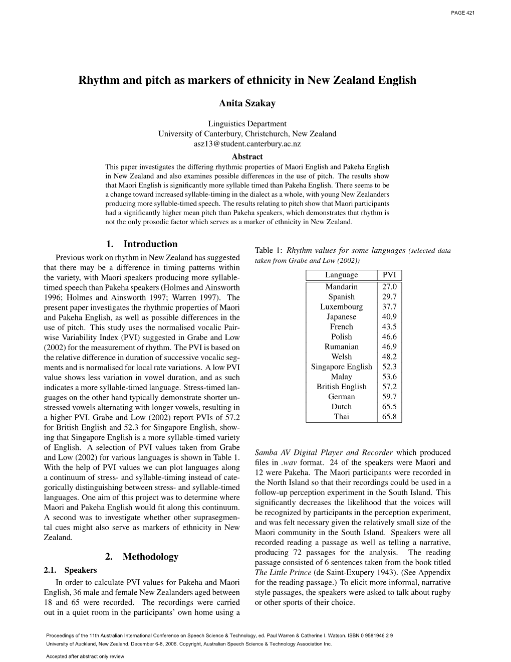 Rhythm and Pitch As Markers of Ethnicity in New Zealand English