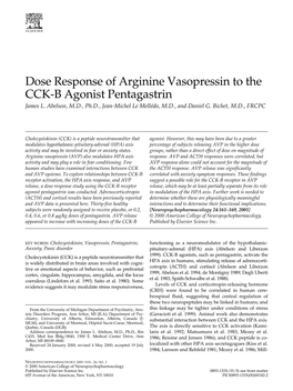 Dose Response of Arginine Vasopressin to the CCK-B Agonist Pentagastrin James L