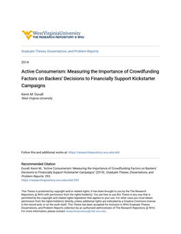 Measuring the Importance of Crowdfunding Factors on Backers' Decisions to Financially Support Kickstarter Campaigns