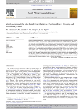 Wood Anatomy of the Tribe Podalyrieae (Fabaceae, Papilionoideae): Diversity and Evolutionary Trends