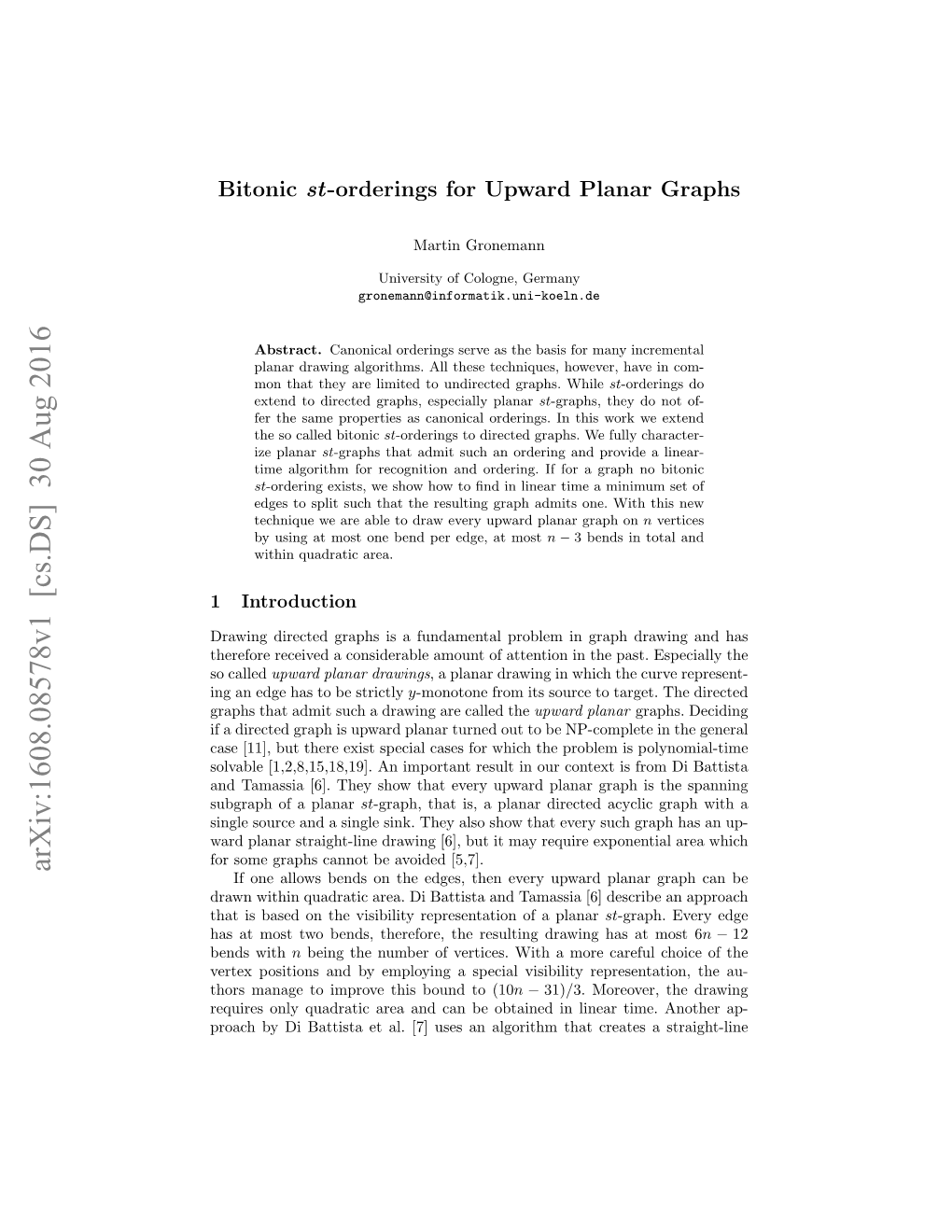 Bitonic St-Orderings for Upward Planar Graphs