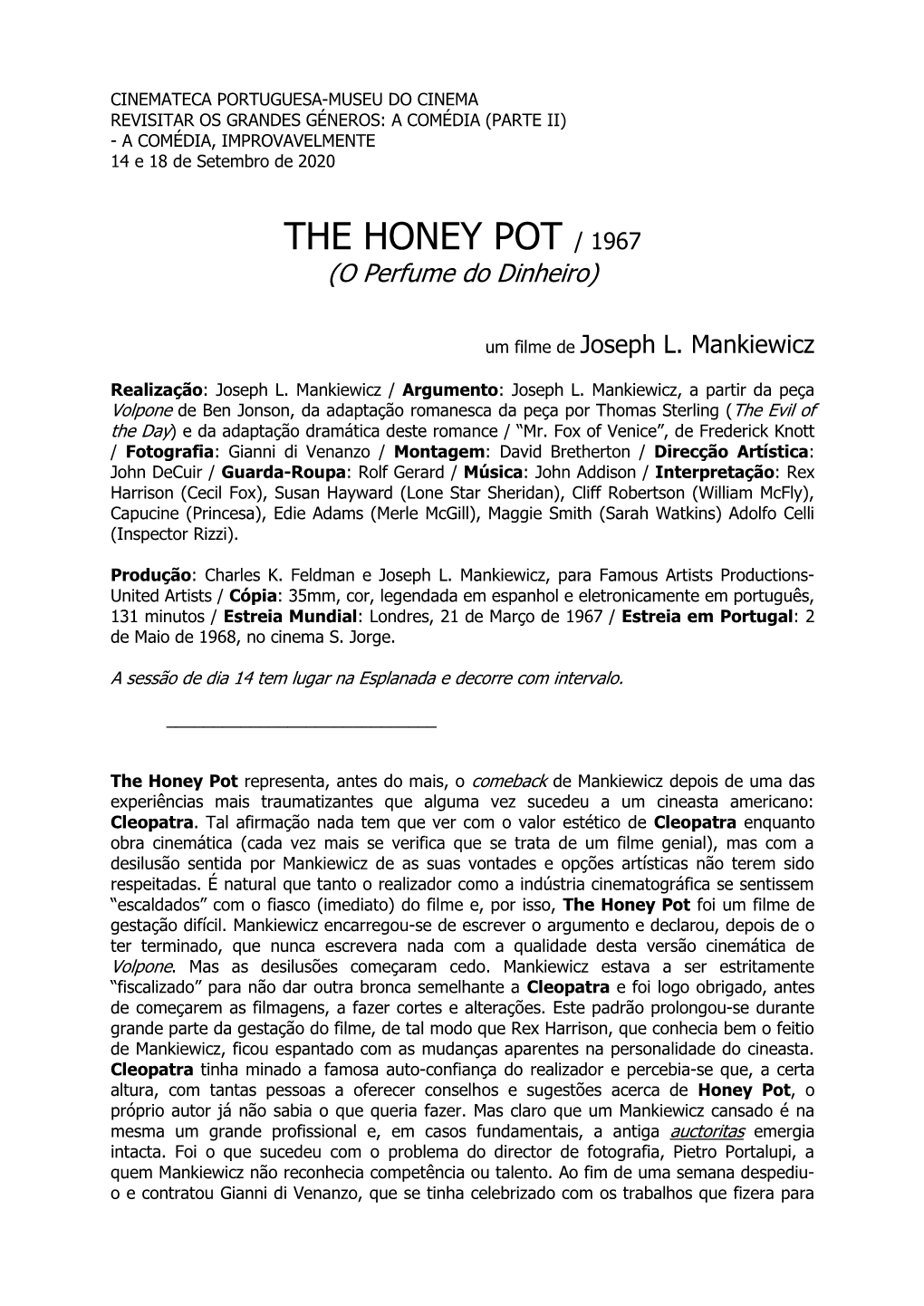 THE HONEY POT / 1967 (O Perfume Do Dinheiro)