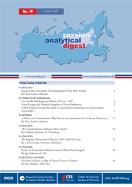 Russian Analytical Digest No 19: Political Parties