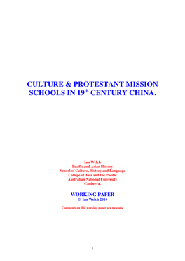 CULTURE & PROTESTANT MISSION SCHOOLS in 19Th CENTURY