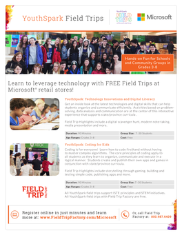 Youthspark Field Trips at Microsoft Retail Stores at Microsoft Retail Stores