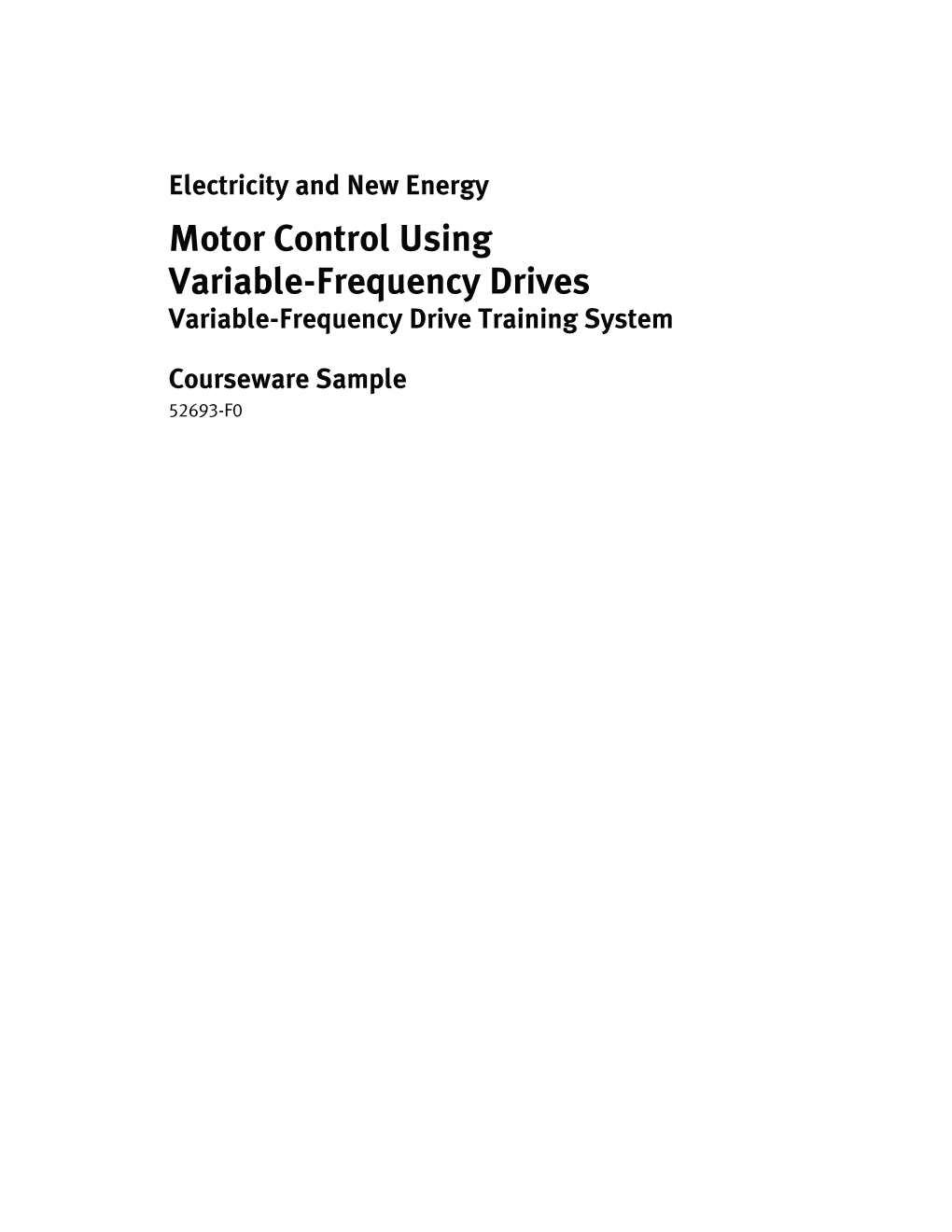 Motor Control Using Variable-Frequency Drives
