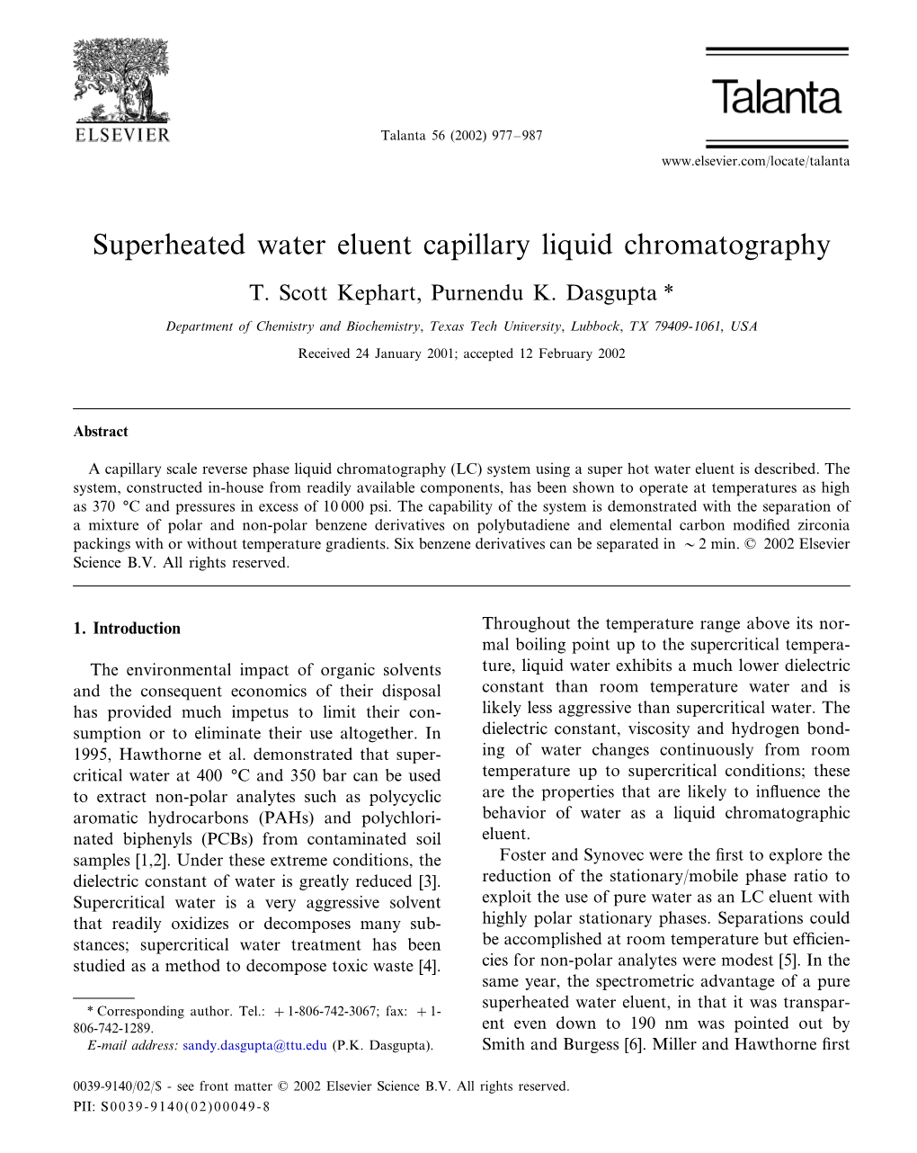 Superheated Water Eluent Capillary Liquid Chromatography